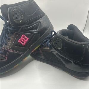 DC Womens Black Sneakers with Pink Logo